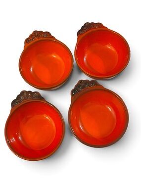 VTG Metlox Poppytrail Red Orange Individual Soup Cereal Bowls Set Of 4 MCM